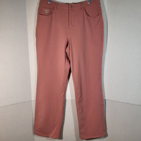 Dream Jeannes by Quacker Factory Women's Stretch Jeans Size 14 Salmon Pink - Picture 1 of 12